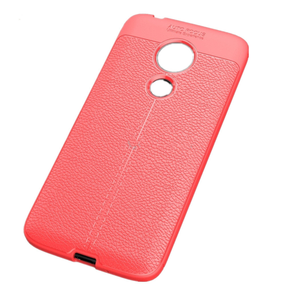 2Pcs Litchi Texture Tpu Shockproof Case For Motorola Moto G7 Power (Red) Red 8881471547957