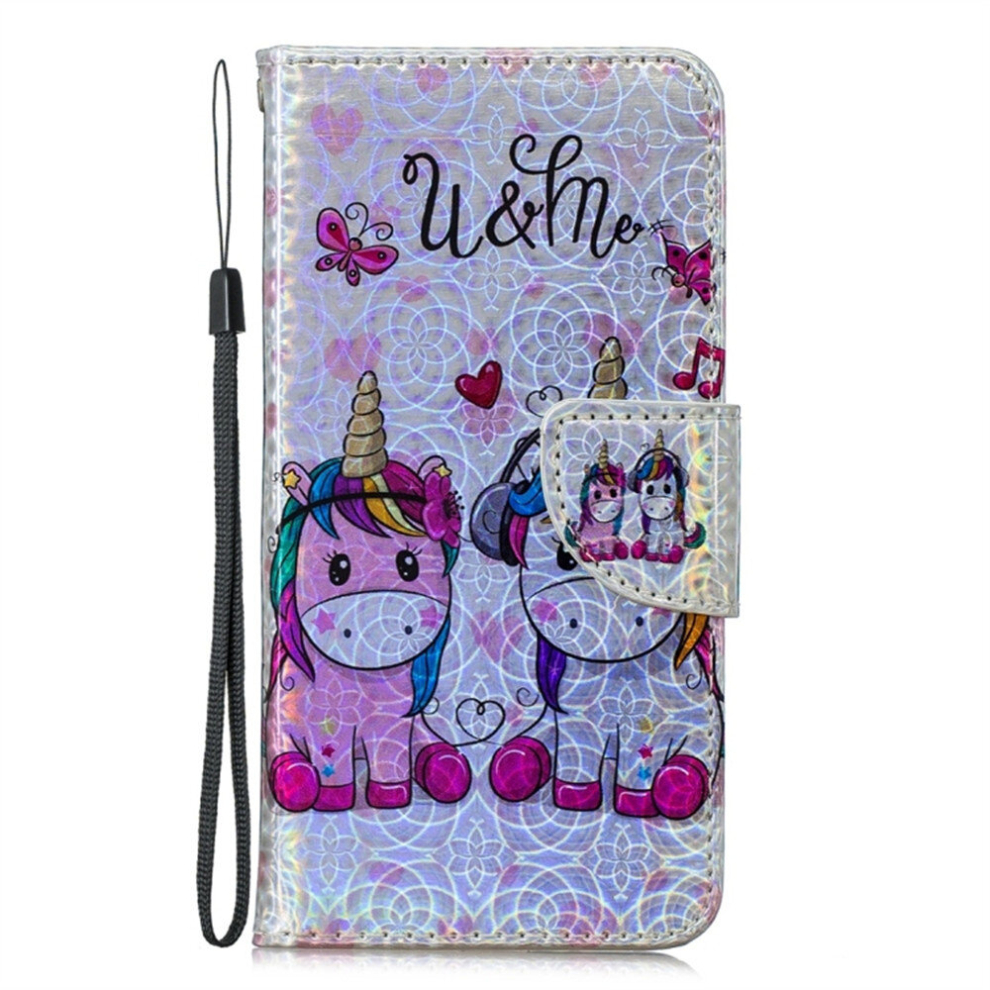 Dazzle Laser Coloured Drawing Horizontal Flip Leather Case With Holder & Card Slots & Wallet & Lanyard For Galaxy S10(Two Unicorns) 8881471544772