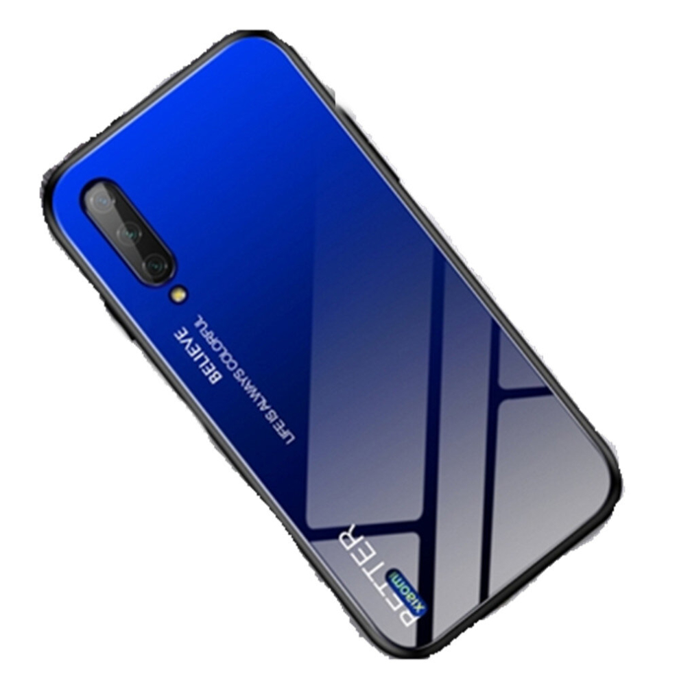 2Pc Shockproof Tempered Glass + Tpu Case For Xiaomi Mi Cc9e(Black ) Blue 8881471540477