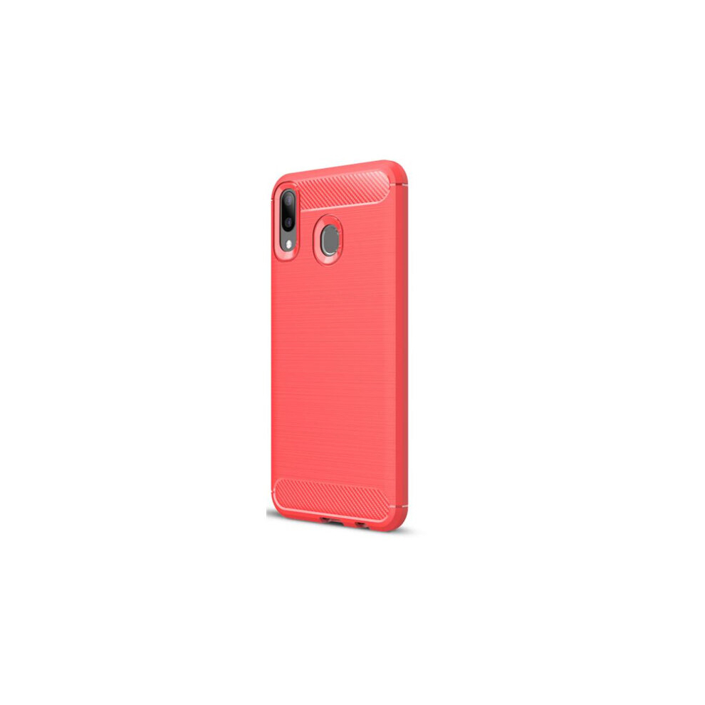 2Pcs Brushed Texture Carbon Fiber Shockproof Tpu Case For Galaxy M20 8881471550841