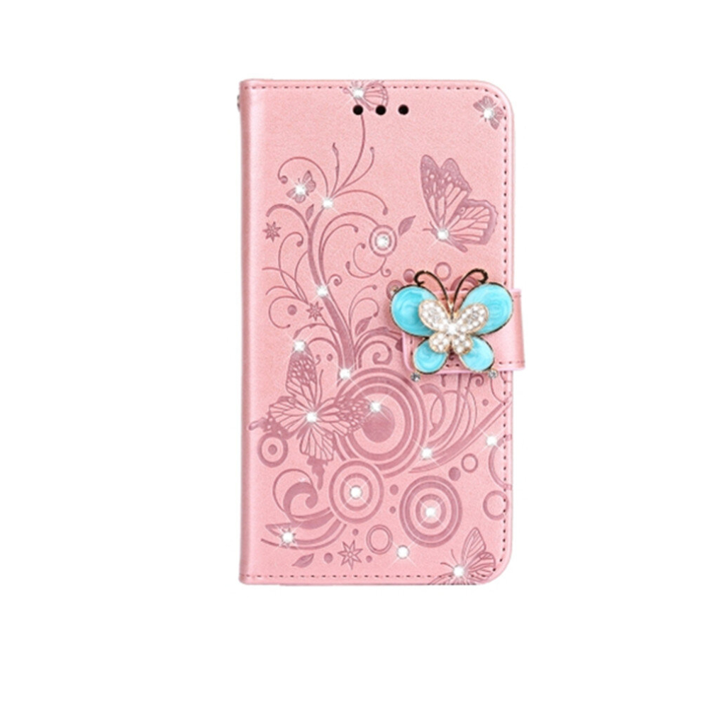 Diamond Encrusted Butterflies Love Flowers Pattern Horizontal Flip Leather Case For Galaxy A6 With Holder & Card Slots & Wallet & Lanyard(Butterfly 8881471544970