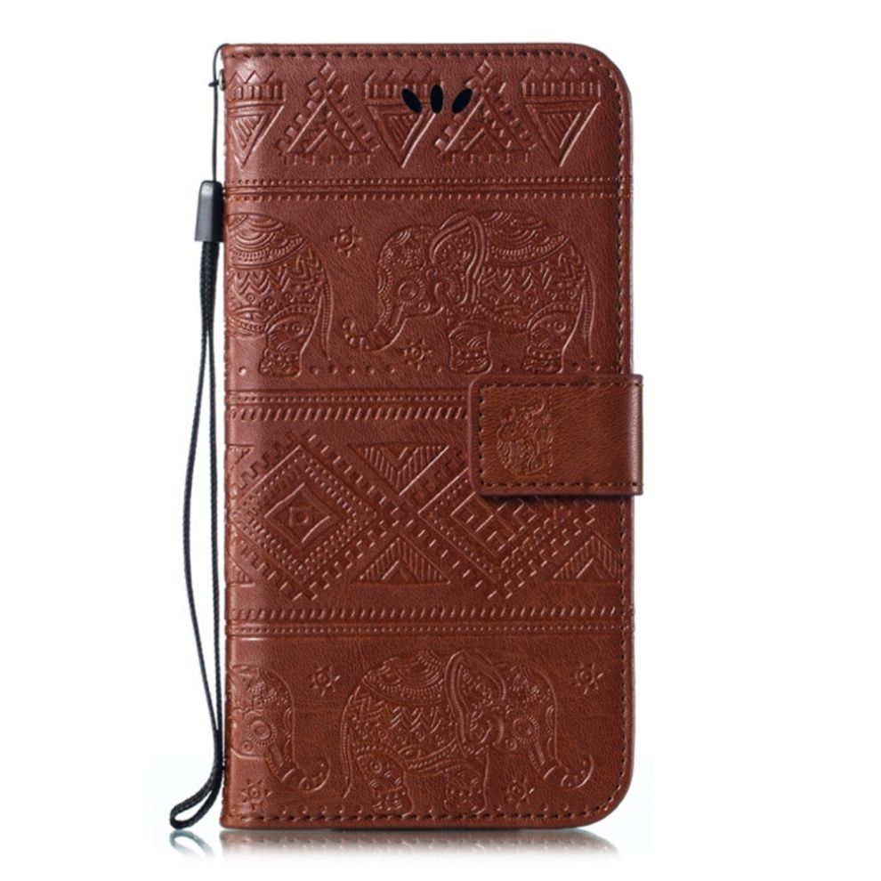 Elephant Embossing Horizontal Flip Leather Case With Holder & Card Slots & Wallet & Lanyard For Huawei Honor 8A / Y6 (2019)(Brown) Brown 8881471541863