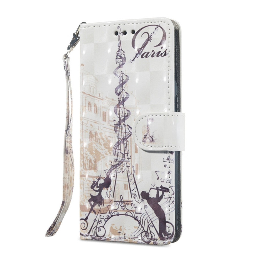 3D Painting Pattern Coloured Drawing Horizontal Flip Pu Leather Case With Holder & Card Slots & Wallet For Galaxy A40(Eiffel Tower Couple) 8881471541733