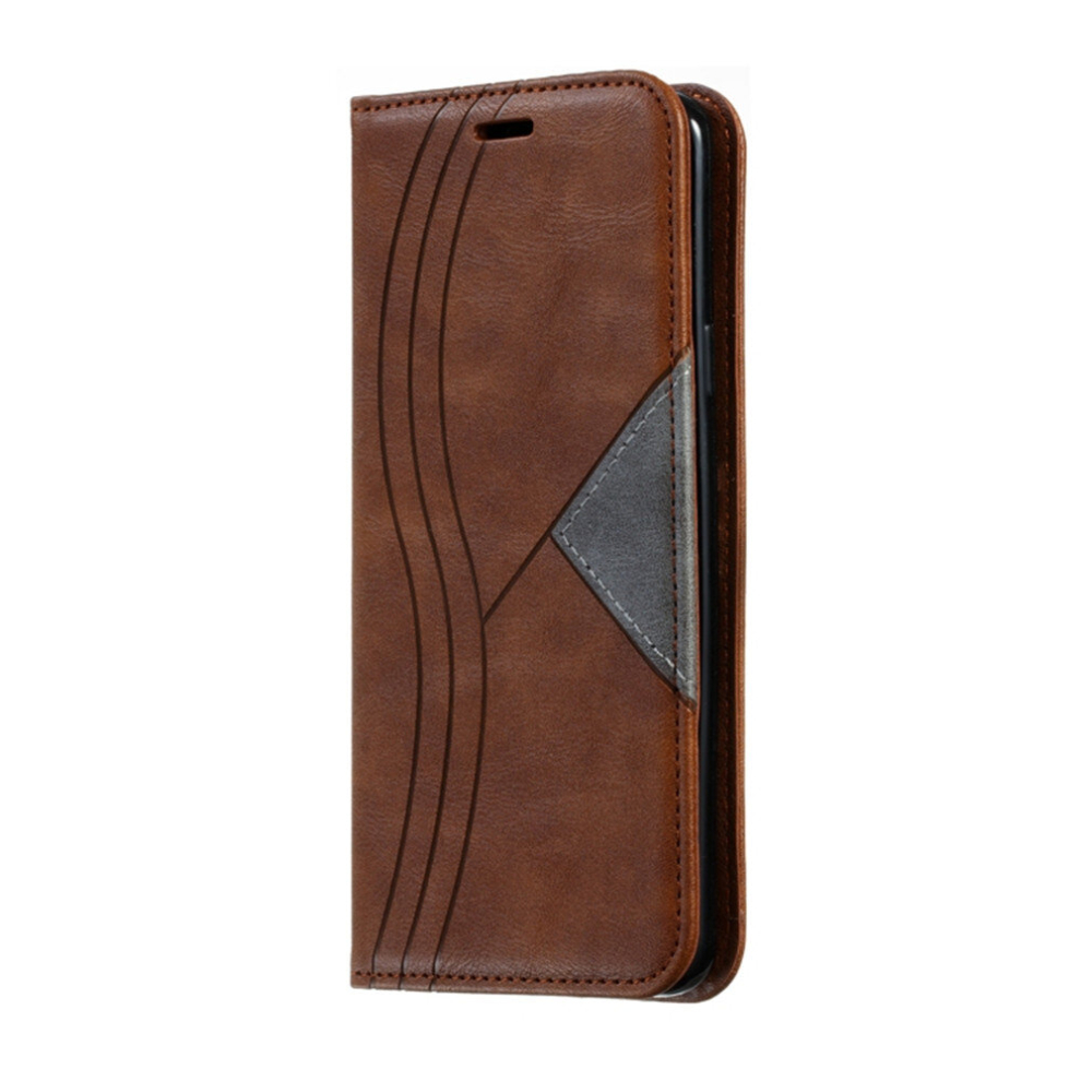 For Galaxy S9 Plus Splicing Color Magnetic Hem Horizontal Flip Leather Case With Holder & Card Slots(Brown) Brown 8881471529687