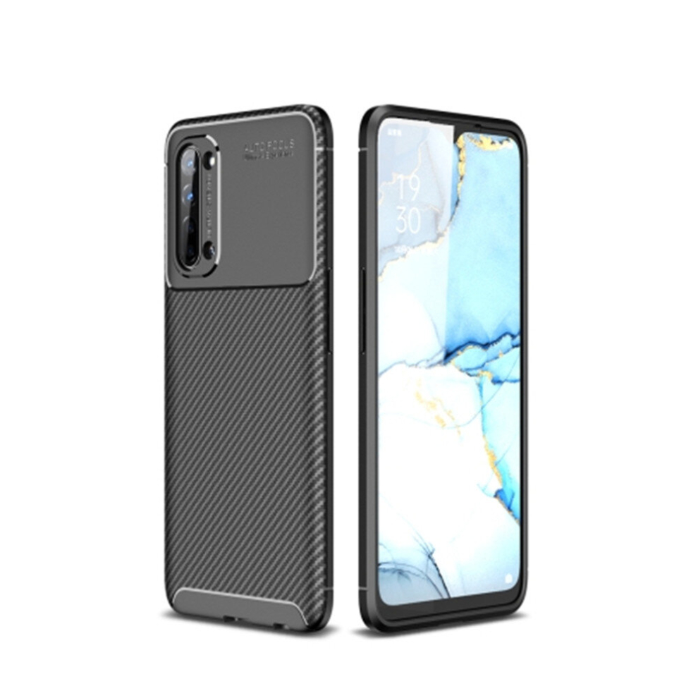 For Oppo Reno3 Carbon Fiber Texture Shockproof Tpu Case(Black) Black 8881471550476