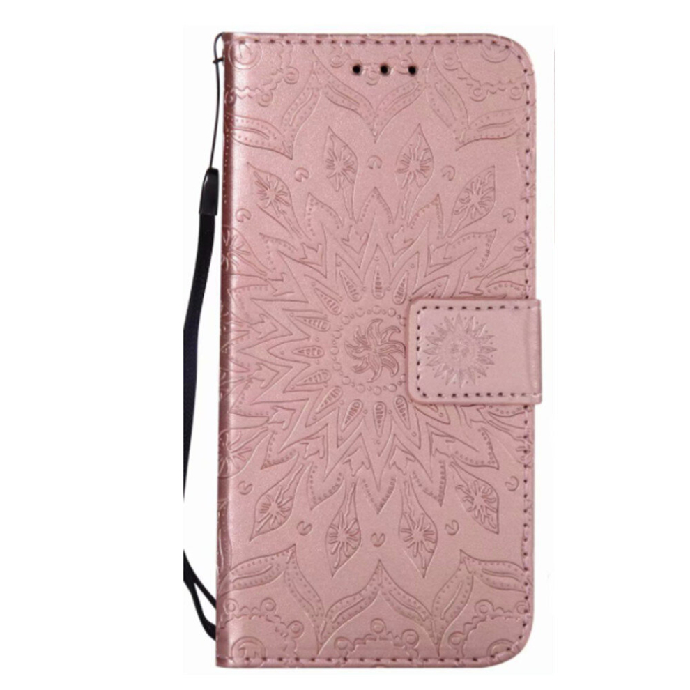 For Oppo A5 Pressed Printing Sunflower Pattern Horizontal Flip Pu Leather Case With Holder & Card Slots & Wallet & Lanyard(Rose ) Gold 8881471546196