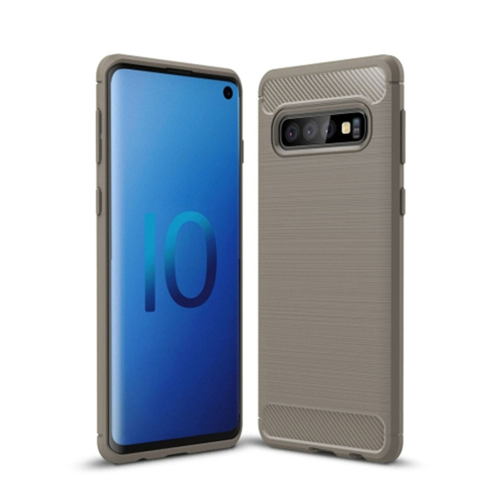 2 Pcs Brushed Texture Carbon Fiber Tpu Case For Galaxy S10 8881471551022