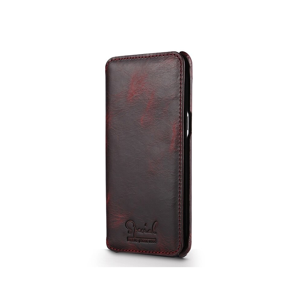 For Galaxy S8 Denior Oil Wax Cowhide Simple Horizontal Flip Leather Case With Card Slots & Wallet(Dark ) Red 8881471548060