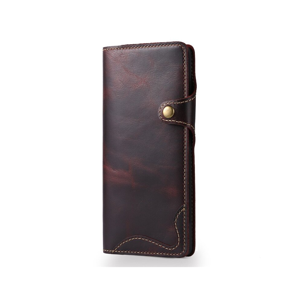 For Galaxy Note 8 Denior Oil Wax Cowhide Magnetic Button Horizontal Flip Leather Case With Card Slots & Wallet(Dark ) Red 8881471550513