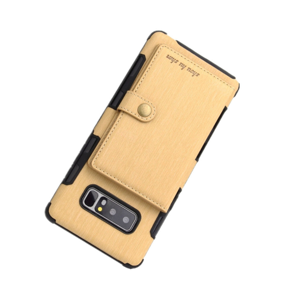 For Galaxy Note8 Brushed Texture Shockproof Pu + Tpu Case, With Card Slots & Wallet & Photo Frame(Gold) Gold 8881471544048