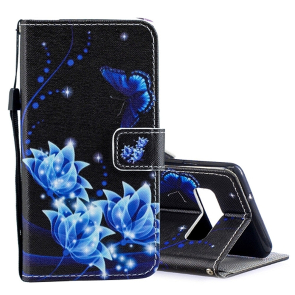 Flower Pattern Horizontal Flip Leather Case For Galaxy S10, With Holder & Card Slots & Wallet Blue 8881471547988