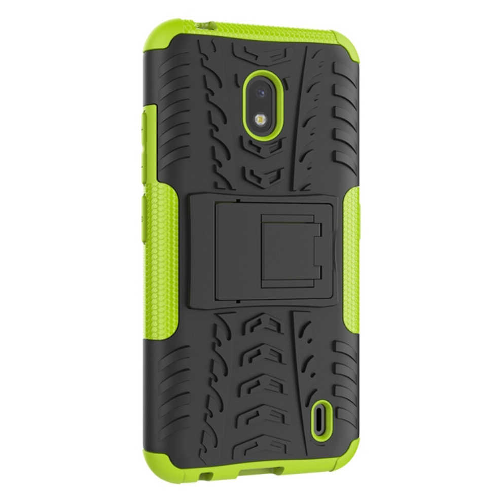 2Pc For Nokia 2 Tire Texture Tpu + Pc Shockproof Case With Holder(Green) Green 8881471534513