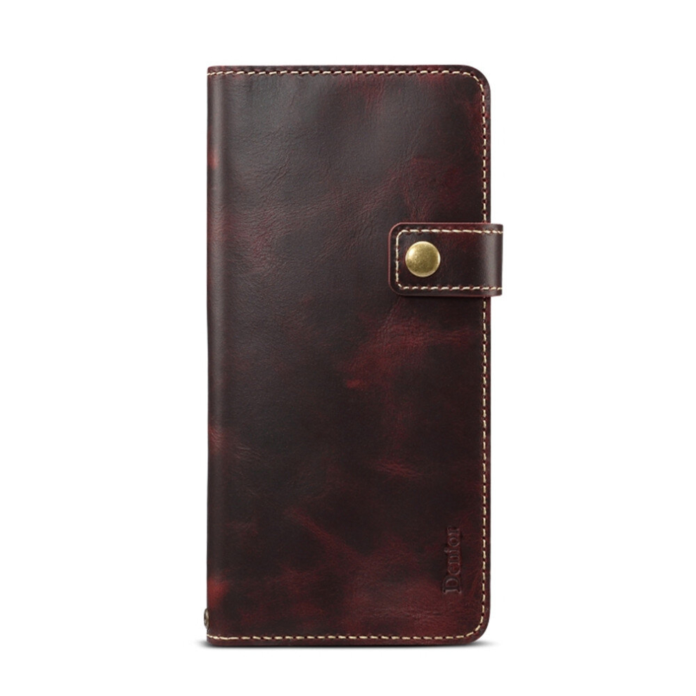 For Galaxy S10 Denior Oil Wax Cowhide Dk Magnetic Button Horizontal Flip Leather Case With Holder & Card Slots & Wallet(Dark ) Red 8881471547483