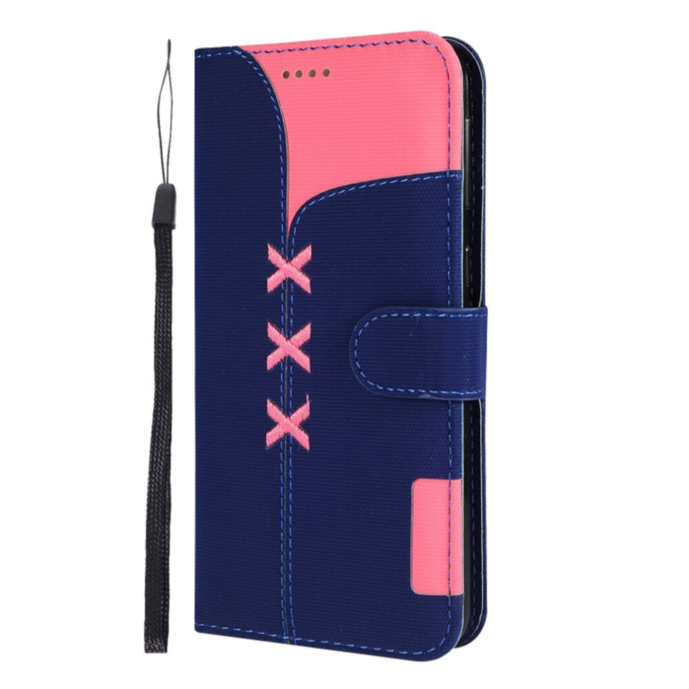Fabric Stitching Embroidery Horizontal Flip Leather Case With Holder & Card Slots & Wallet For Galaxy M20(Dark ) Blue 8881471539655
