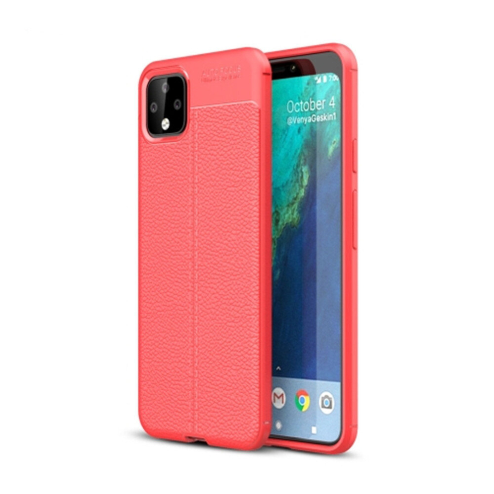 2Pcs Litchi Texture Tpu Shockproof Case For Google Pixel 4XL(Red) Red 8881471543553