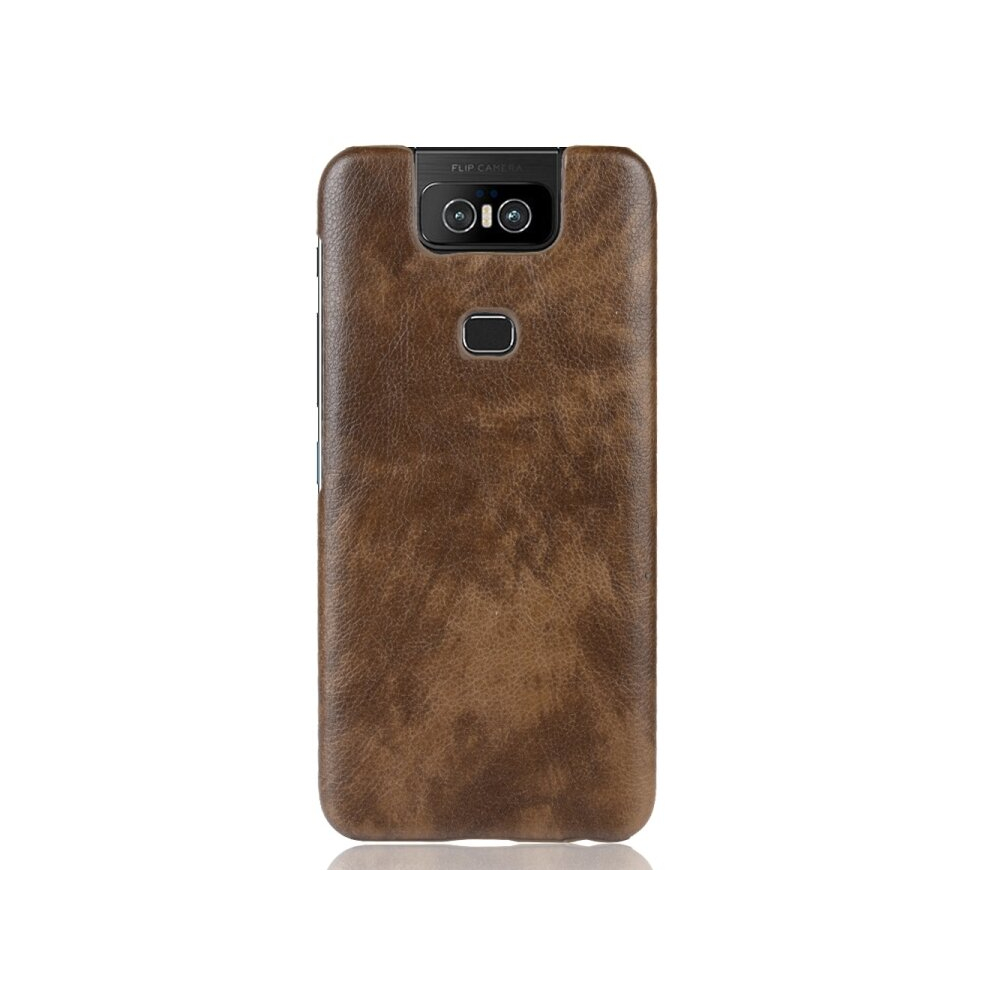 2Pcs Shockproof Litchi Texture Pc + Pu Case For Asus Zenfone 6 Zs630kl(Brown) Brown 8881471541900