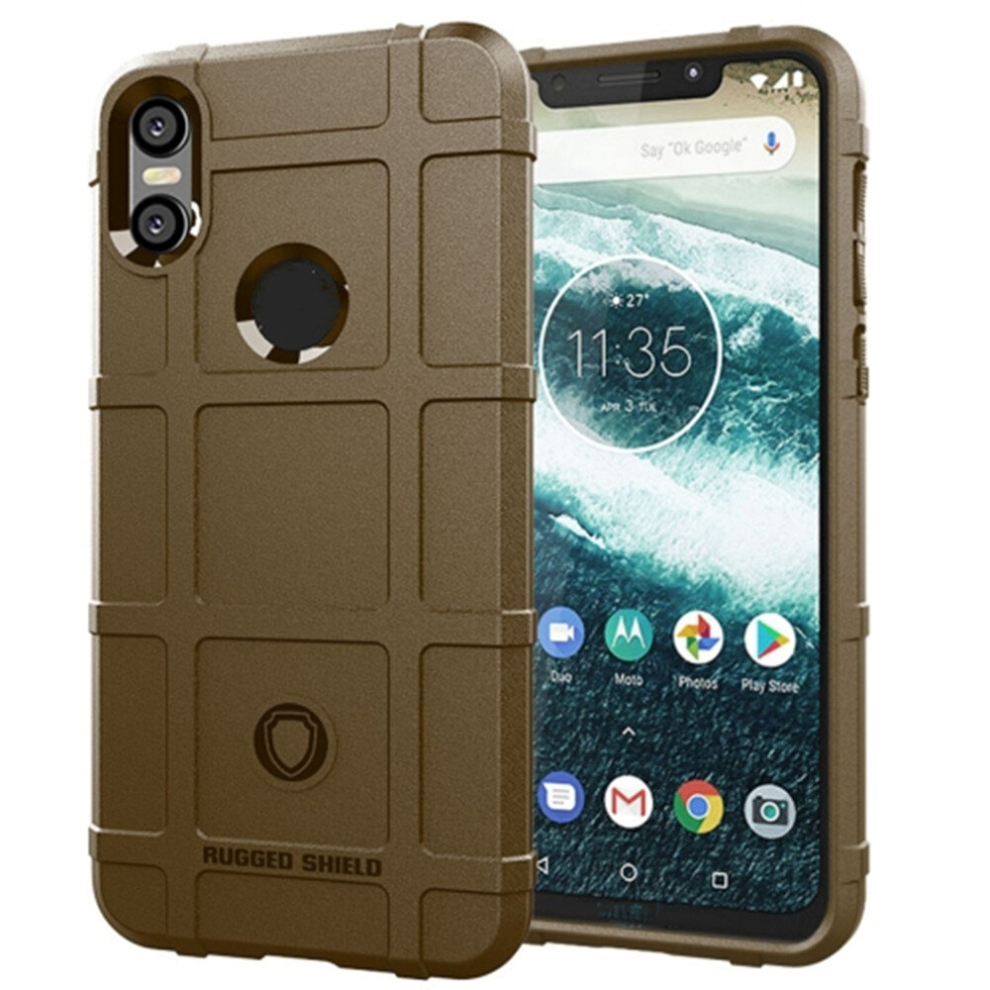 2 Pcs Full Coverage Shockproof Tpu Case For Motorola Moto One(Brown) Brown 8881471545014