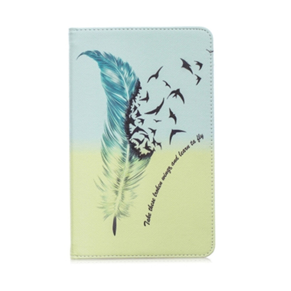 Colored Drawing Feather Bird Pattern Horizontal Flip Leather Case For Galaxy Tab A 8 (2019) P200 / P205, With Holder & Card Slots & Wallet 8881471544161