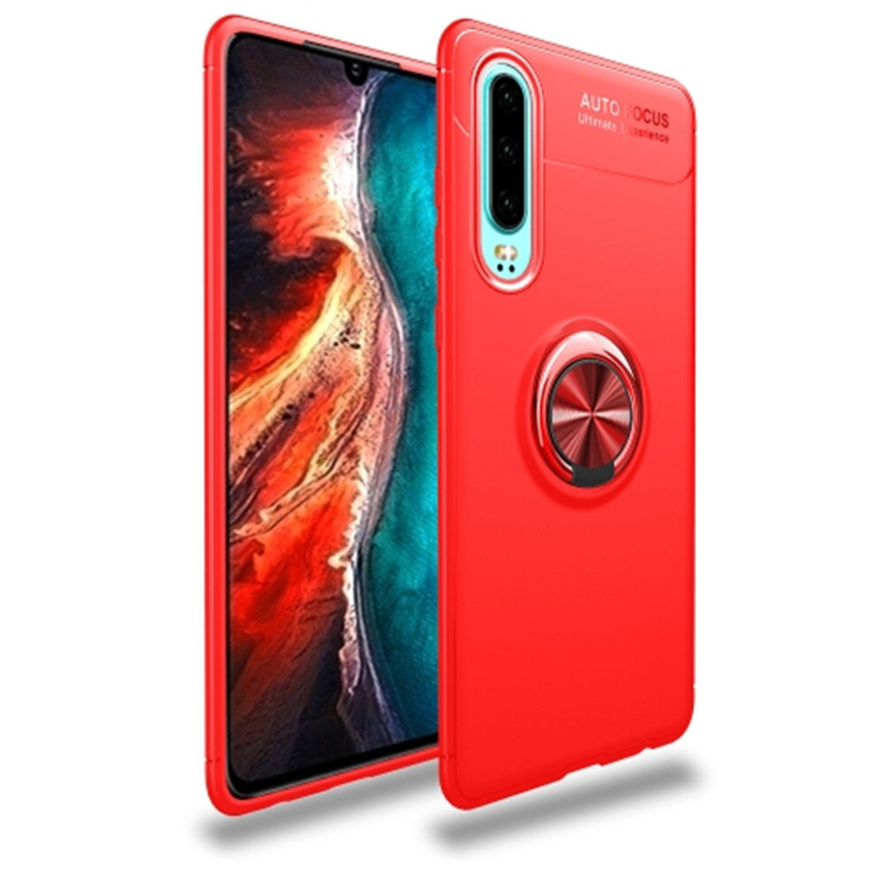 Metal Ring Holder 360 Degree Rotating Tpu Case For Huawei P30(Red+Red) Red 8881471541955