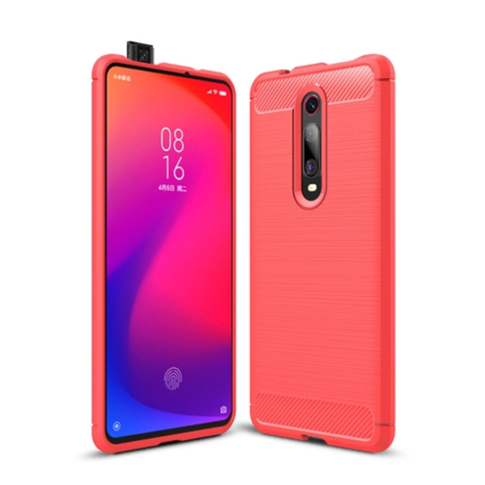 2 Pcs Brushed Texture Carbon Fiber Tpu Case For Xiamo Mi K20 / K20 Pro(Red) Red 8881471543560