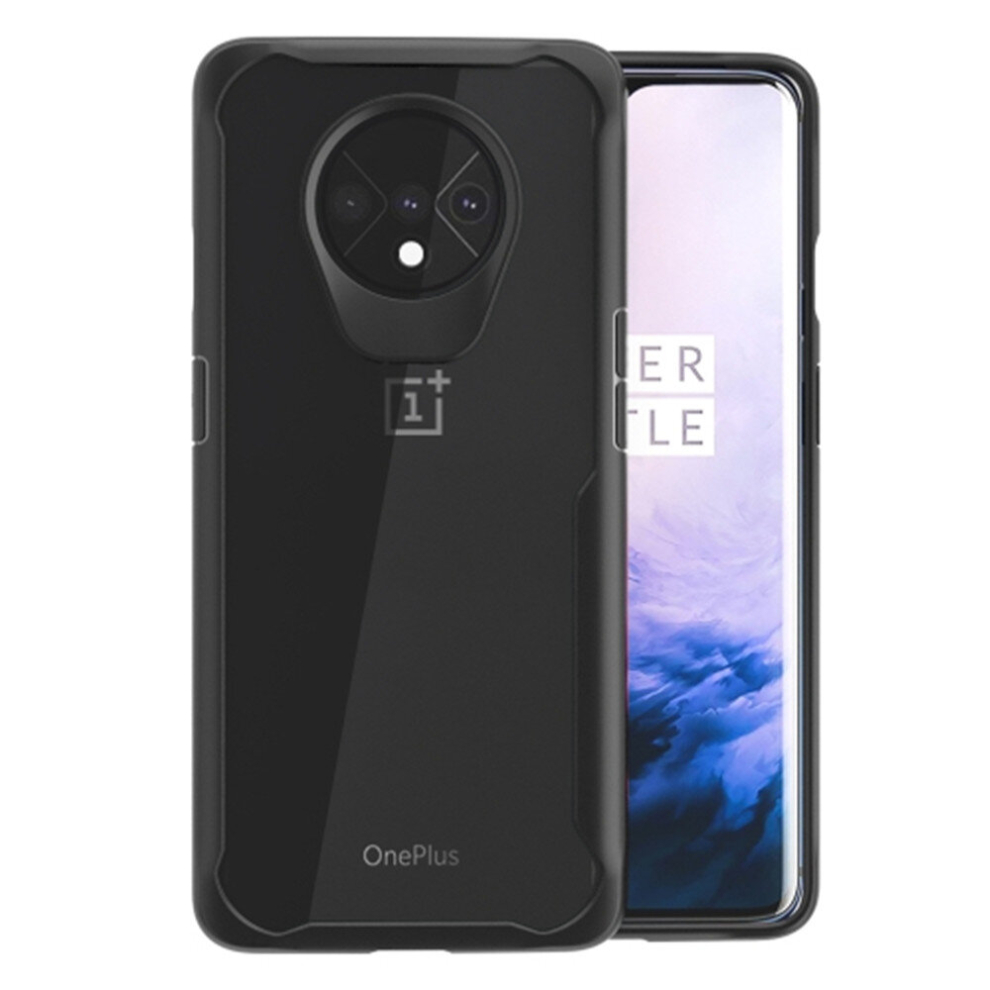 For Oneplus 7T Transparent Pc + Tpu Full Coverage Shockproof Protective Case(Black) Black 8881471540705