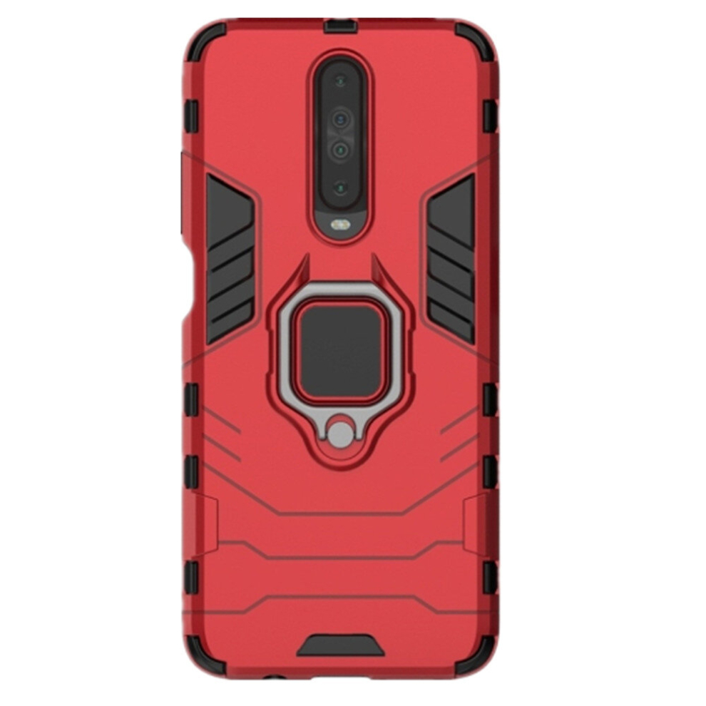 2Pcs For Xiaomi Mi K30 Shockproof Pc + Tpu Protective Case With Magnetic Ring Holder(Red) Red 8881471541061
