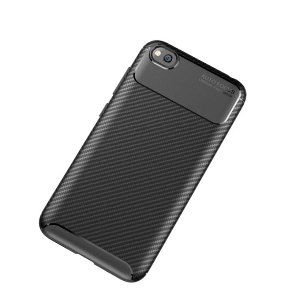 2Pc Beetle Series Carbon Fiber Texture Shockproof Tpu Case For Xiaomi Redmi Go(Black) Black 8881471550445