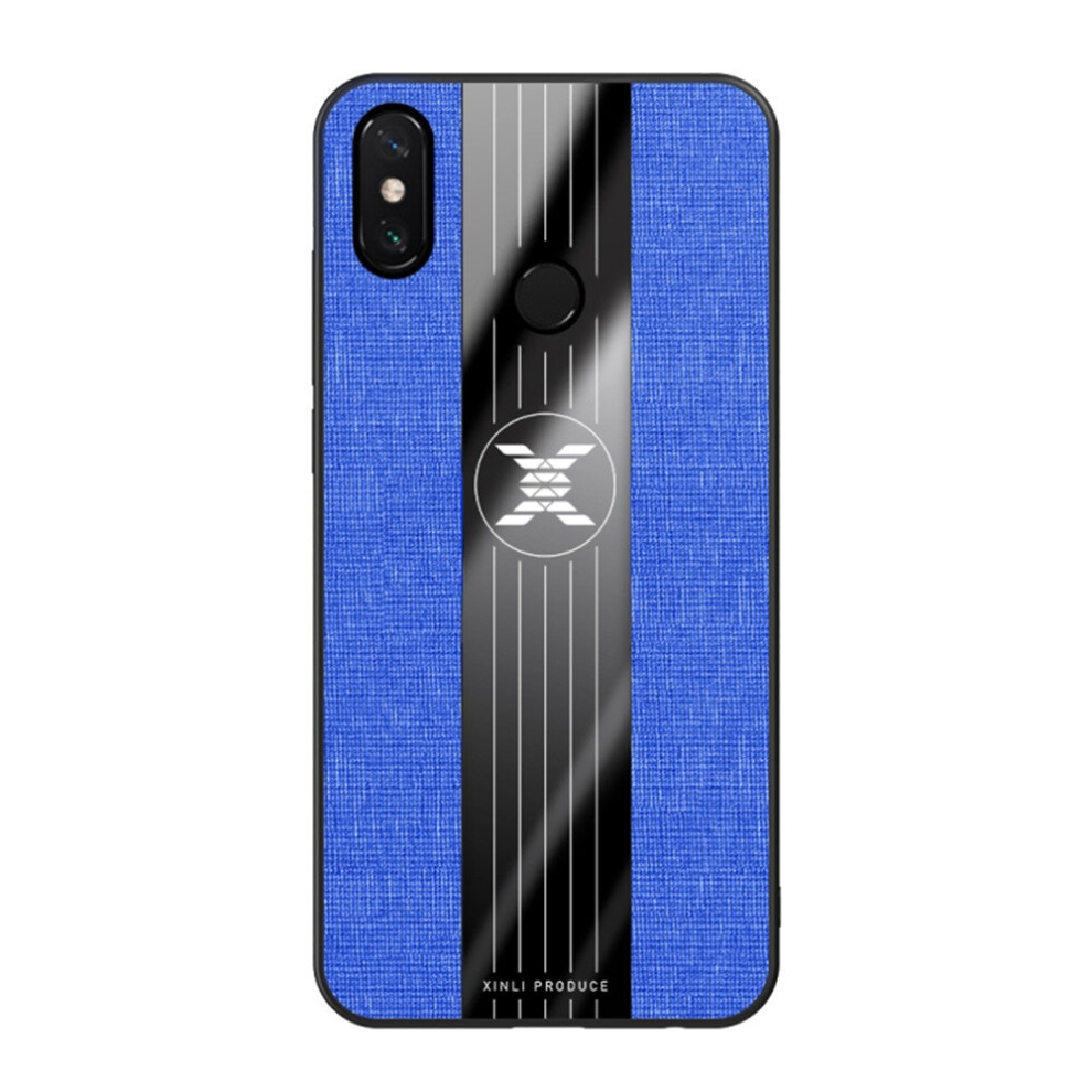 2Pcs For Xiaomi Mi Max 3 Xinli Stitching Cloth Texture Shockproof Tpu Protective Case(Blue) Blue 8881471544215
