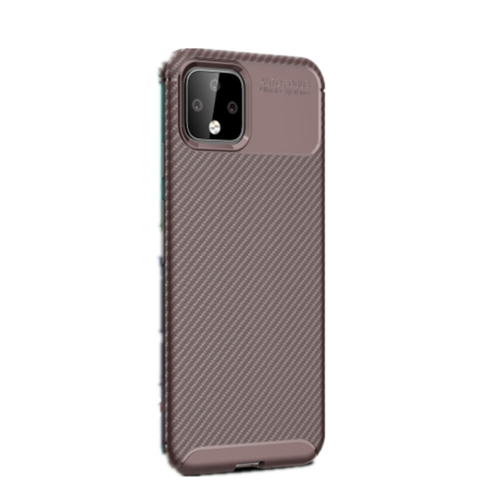 2 Pcs Beetle Series Carbon Fiber Texture Shockproof Tpu Case For Google Pixel 4(Brown) Brown 8881471545168