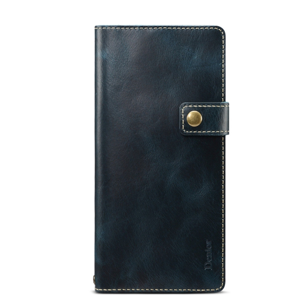 For Galaxy Note 10 Plus Denior Oil Wax Cowhide Dk Magnetic Button Horizontal Flip Leather Case With Holder & Card Slots & Wallet(Blue) Blue 8881471541085