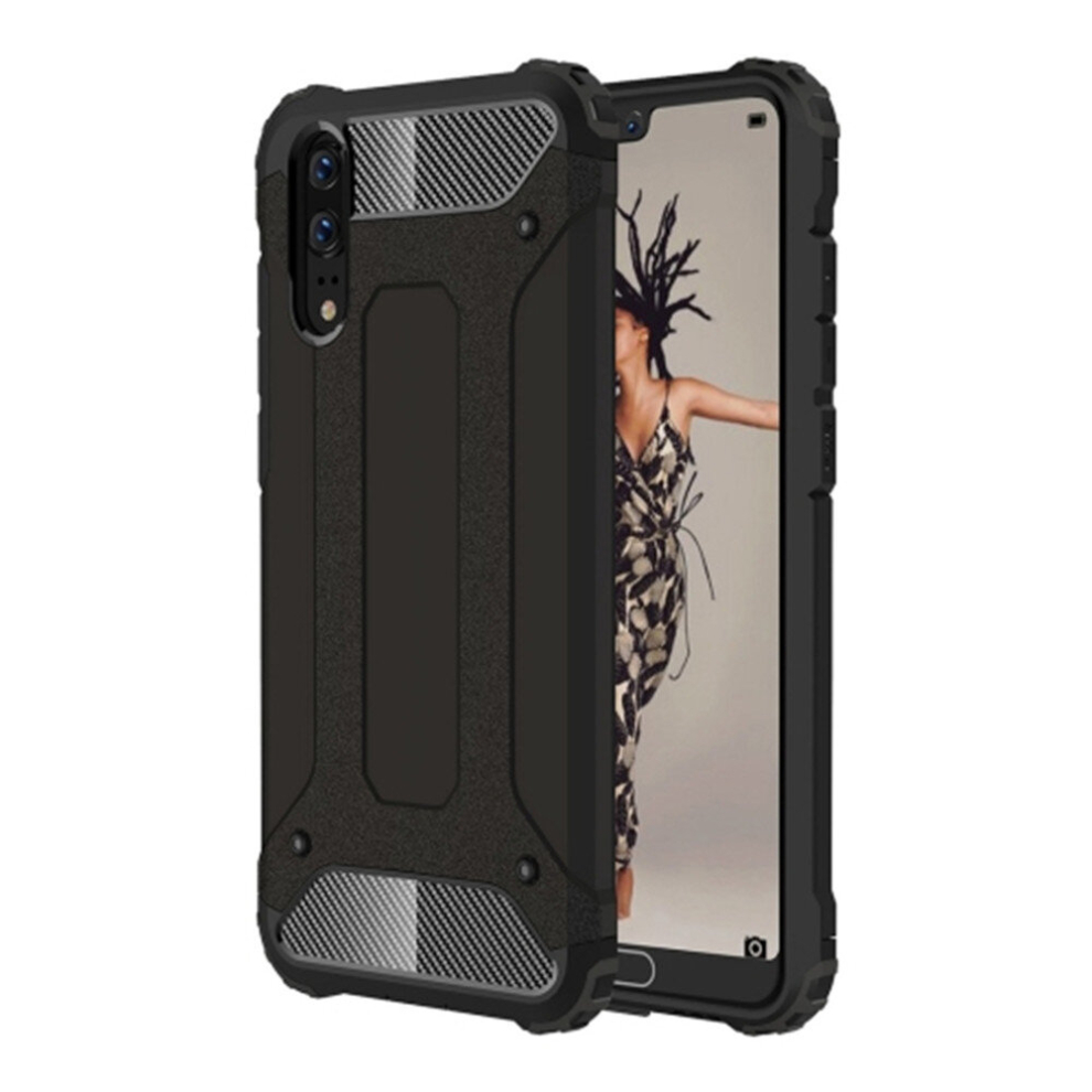 2Pcs For Huawei P20 Full-Body Rugged Tpu + Pc Combination Back Cover Case (Black) Black 8881471545052