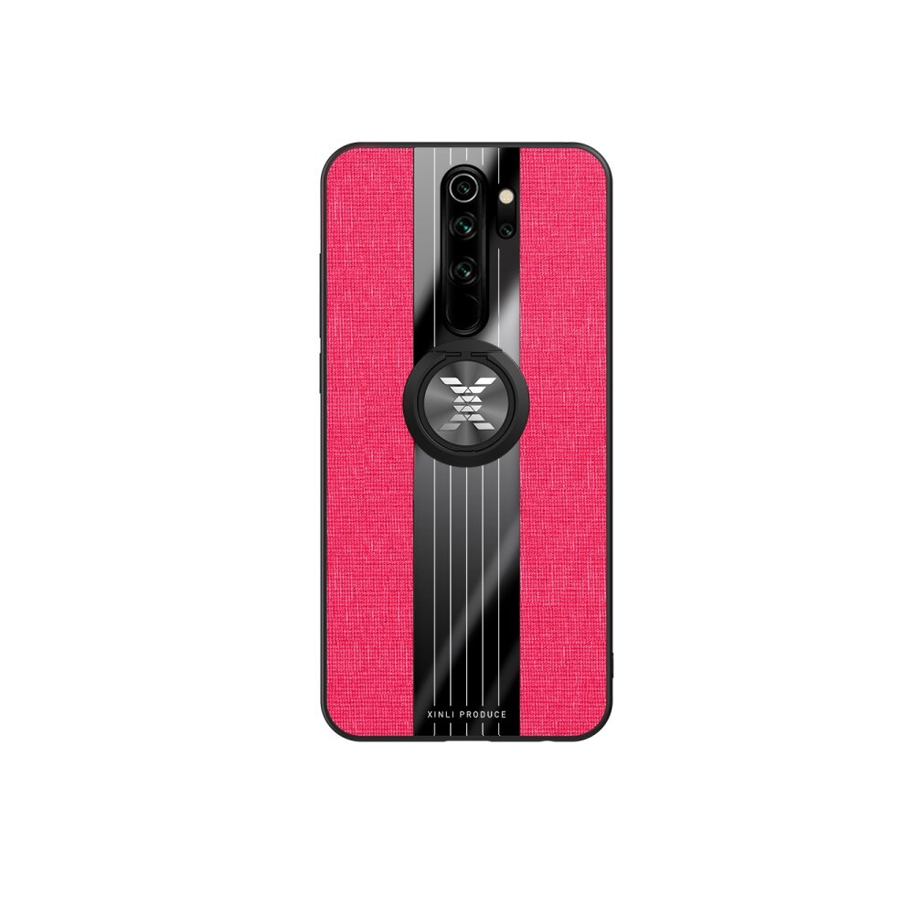 2Pcs For Xiaomi Mi Note 8 Pro Xinli Stitching Cloth Texture Shockproof Tpu Protective Case With Ring Holder(Red) Red 8881471541122