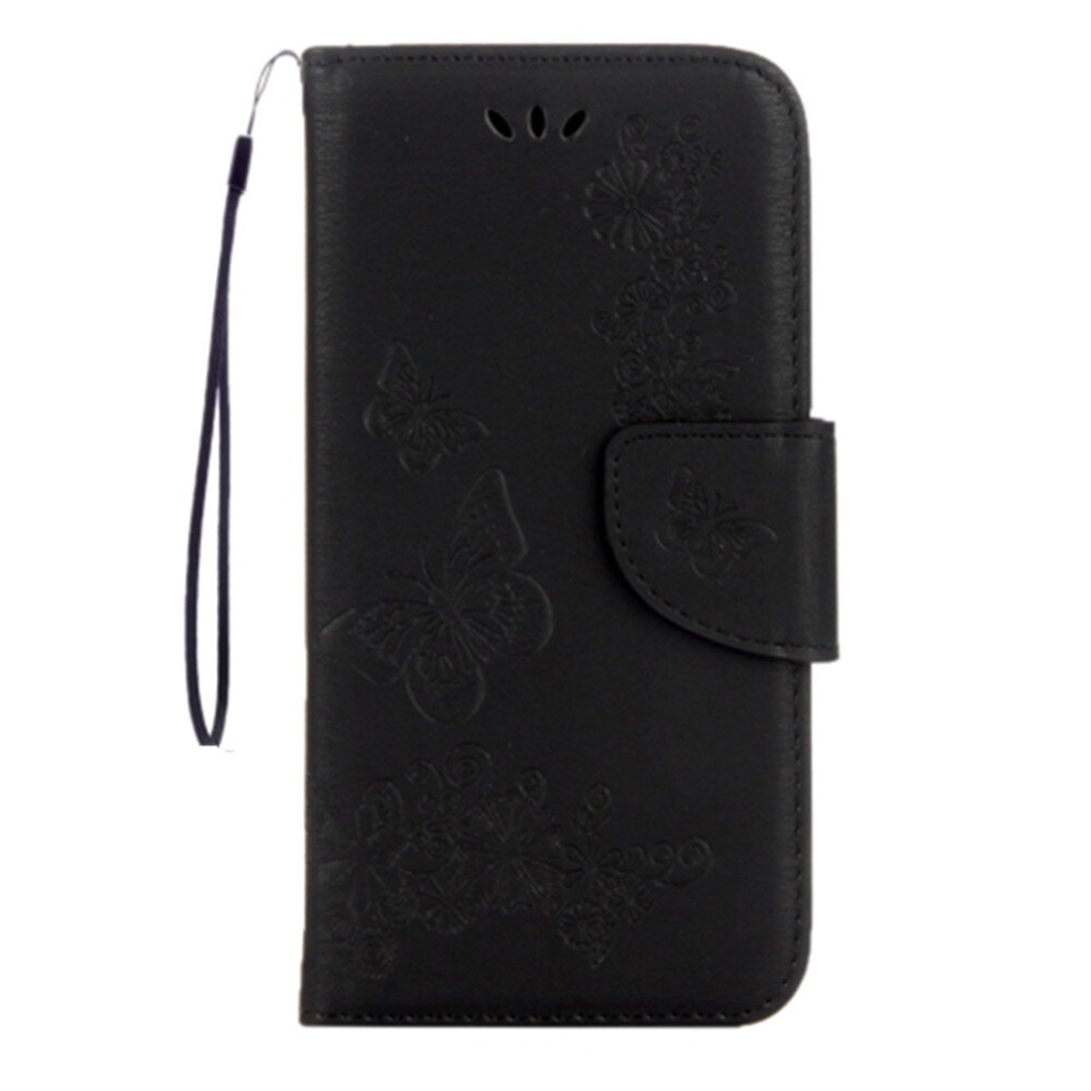 For Galaxy A3 (2017) Butterflies Embossing Horizontal Flip Leather Case With Holder & Card Slots & Wallet & Lanyard (Black) Black 8881471542662