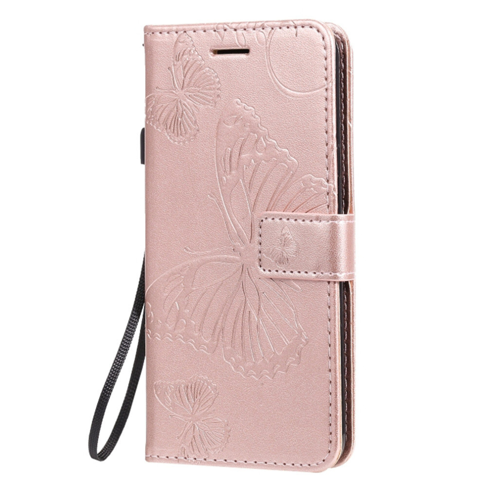 For Lg K30 2019 Pressed Printing Butterfly Pattern Horizontal Flip Pu Leather Case With Holder & Card Slots & Wallet & Lanyard(Rose ) Gold 8881471543249