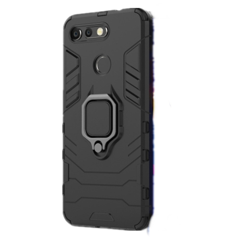 2Pcs Pc + Tpu Shockproof Protective Case For Huawei Honor View 20, With Magnetic Ring Holder(Black) Black 8881471540804
