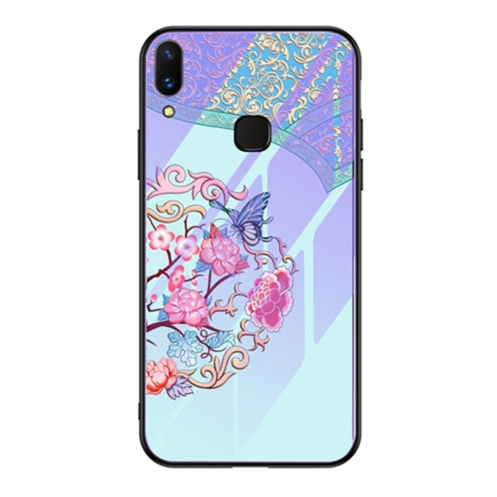 For Vivo X21i Luminous Painting Glass + Tpu Protective Case(Butterfly Flower) 8881471551060