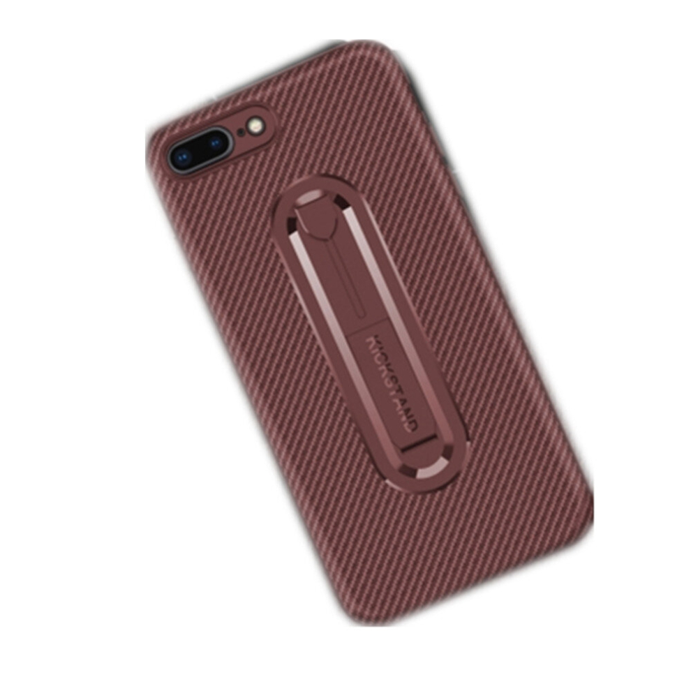For Iphone Xr Brushed Texture Carbon Fiber Tpu Case With Invisible Bracket(Brown) Brown 8881471541139