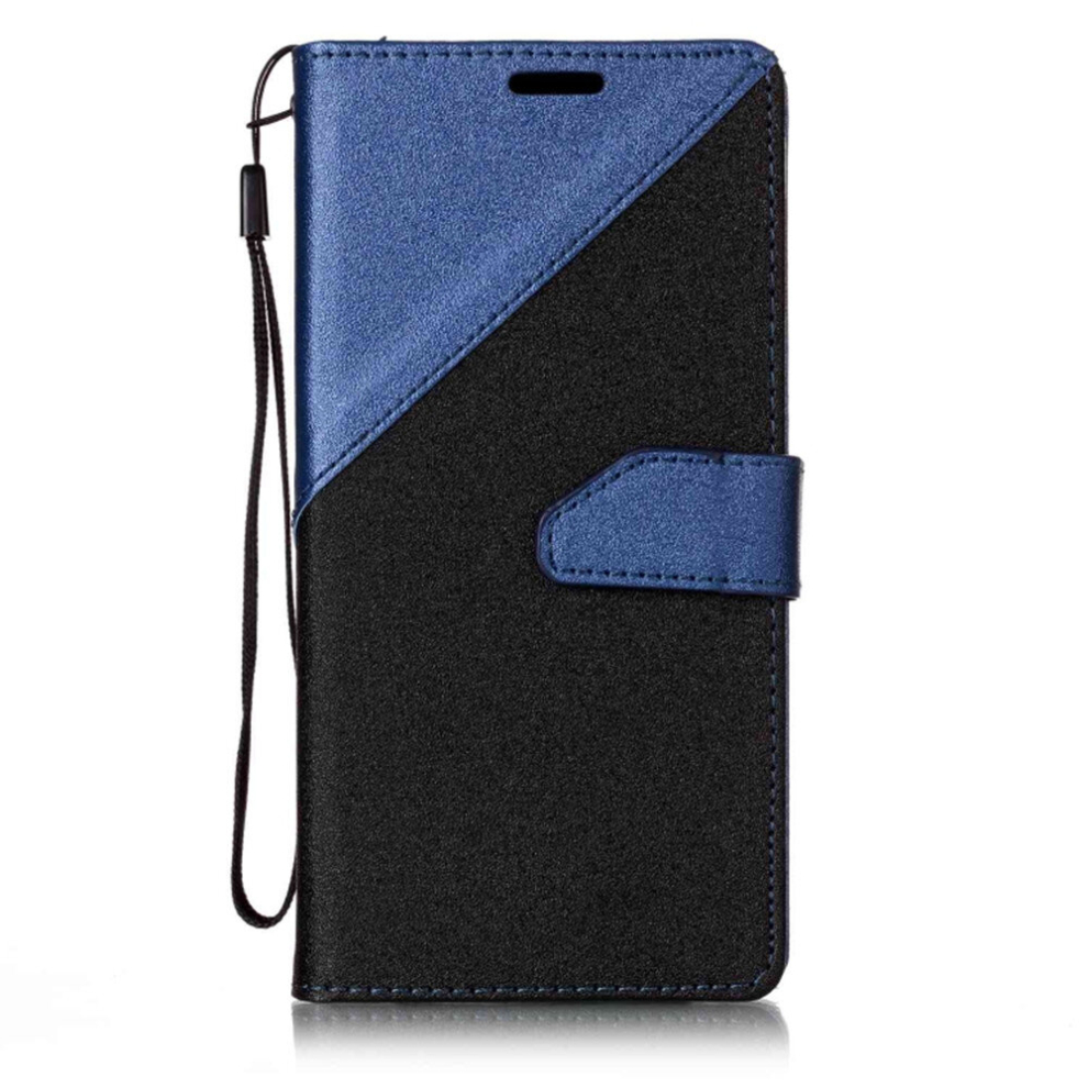 For Galaxy S8 Plus Matching Color Frosted Texture Horizontal Flip Pu Leather Case With Holder & Card Slots & Lanyard(Black + Royal ) Blue 8881471549753