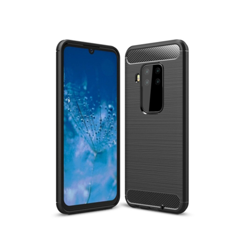 2Pcs Brushed Texture Carbon Fiber Tpu Case For Motorola Moto P40 Note(Black) Black 8881471542303