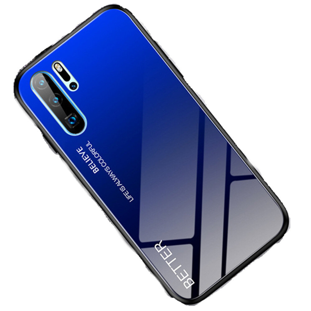 2Pc Shockproof Tempered Glass + Tpu Case For Huawei Honor 20 Pro(Black ) Blue 8881471539631