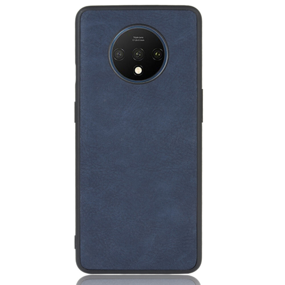 2Pcs For Oneplus 7T Shockproof Sheep Skin Pc + Pu + Tpu Case(Blue) Blue 8881471541115