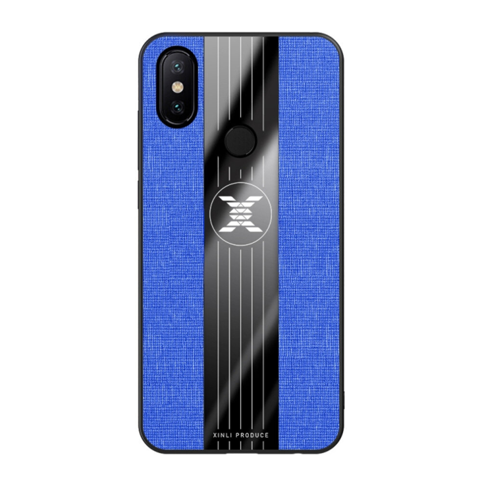 2 Pcs For Xiaomi Mi 6X Stitching Cloth Texture Shockproof Tpu Protective Case(Blue) Blue 8881471542419