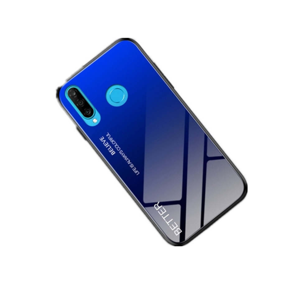 2Pcs Shockproof Tempered Glass + Tpu Case For Huawei P30 Lite(Black ) Blue 8881471540958