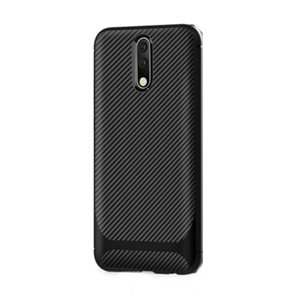 3Pc For Oneplus 7 Carbon Fiber Texture Shockproof Tpu Protective Case(Black) Black 8881471549746