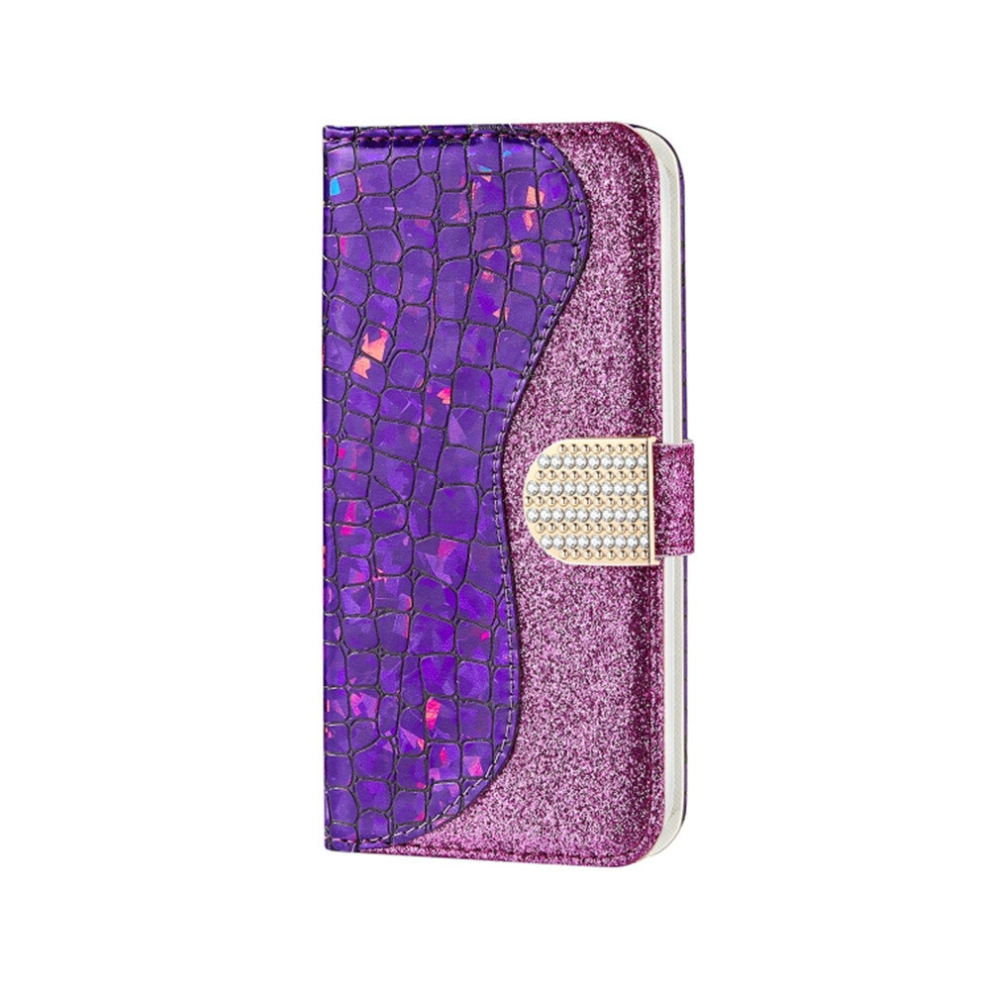 Laser Glitter Powder Matching Crocodile Texture Horizontal Flip Leather Case For Huawei P20 Lite, With Card Slots & Holder (Purple) Purple 8881471544284