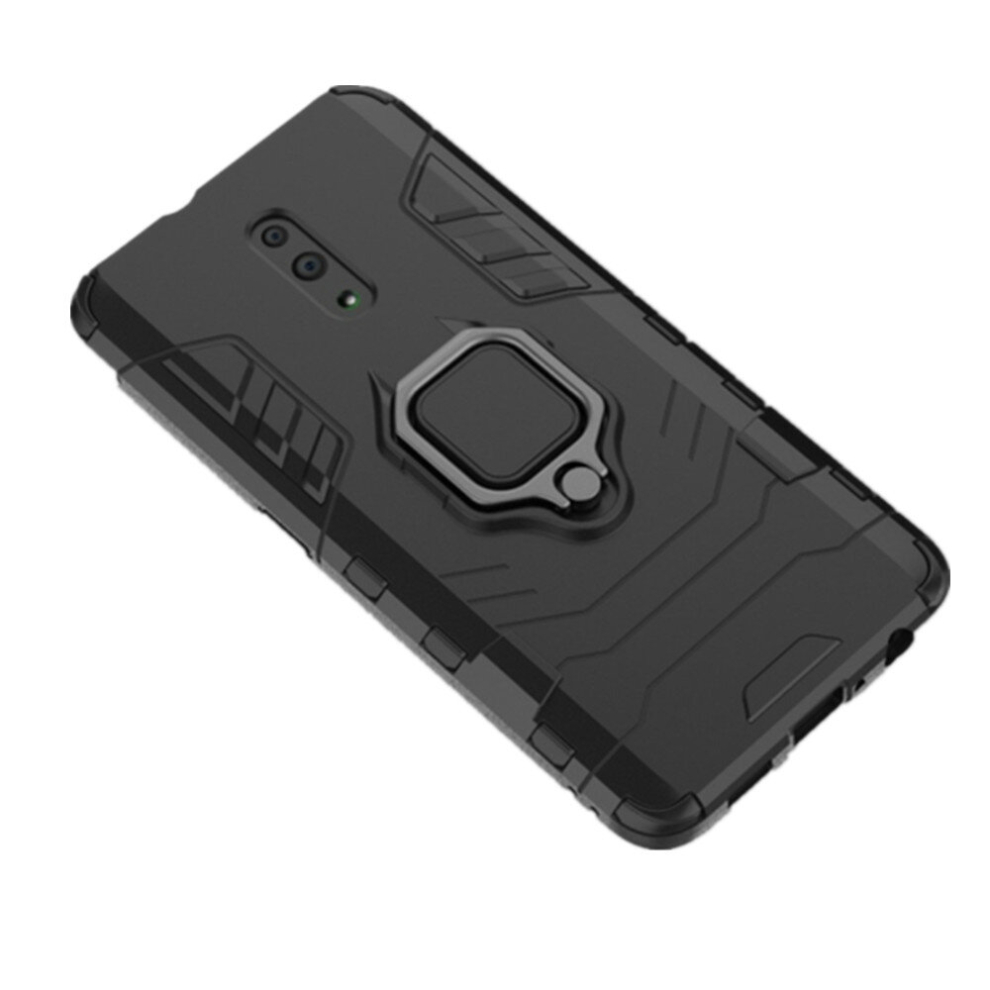 2 Pcs Pc + Tpu Shockproof Protective Case With Magnetic Ring Holder For Oppo Reno(Black) Black 8881471549821