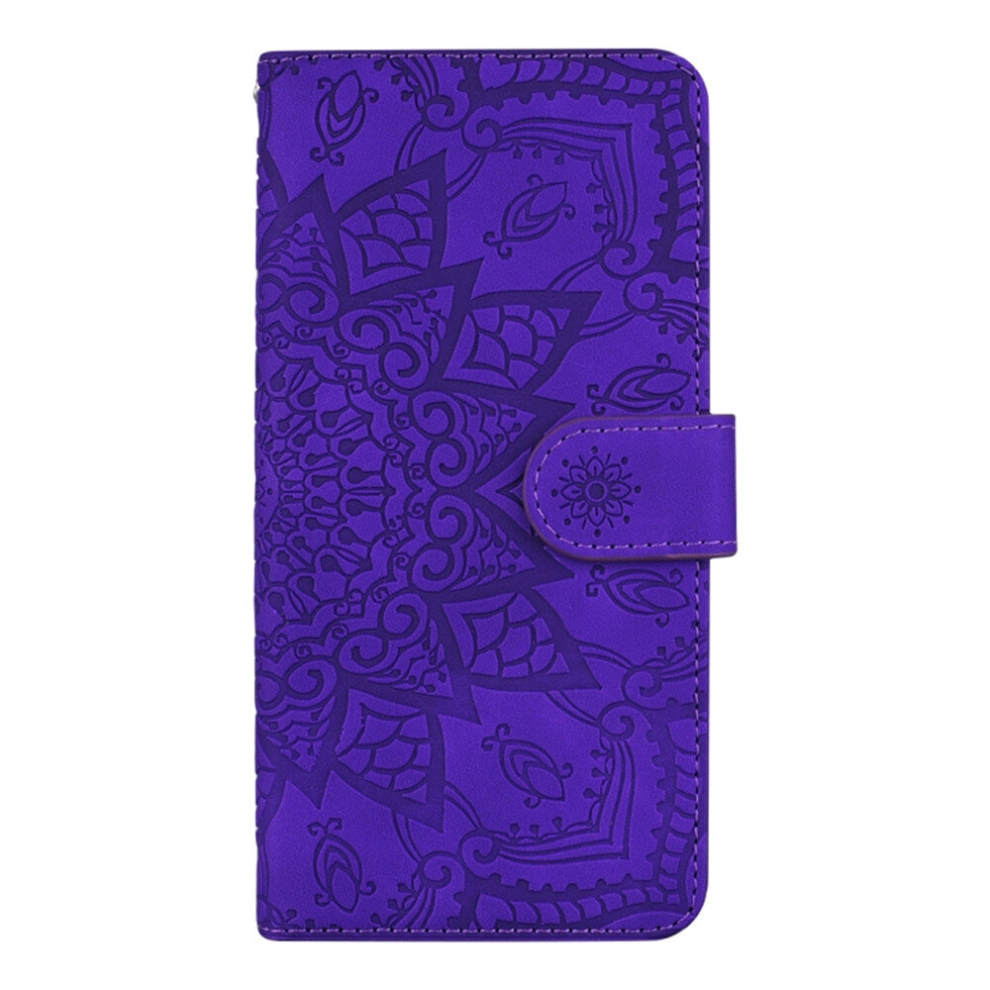 For Galaxy A10s Calf Pattern Mandala Double Folding Design Embossed Leather Case With Wallet & Holder & Card Slots(Purple) Purple 8881471540903