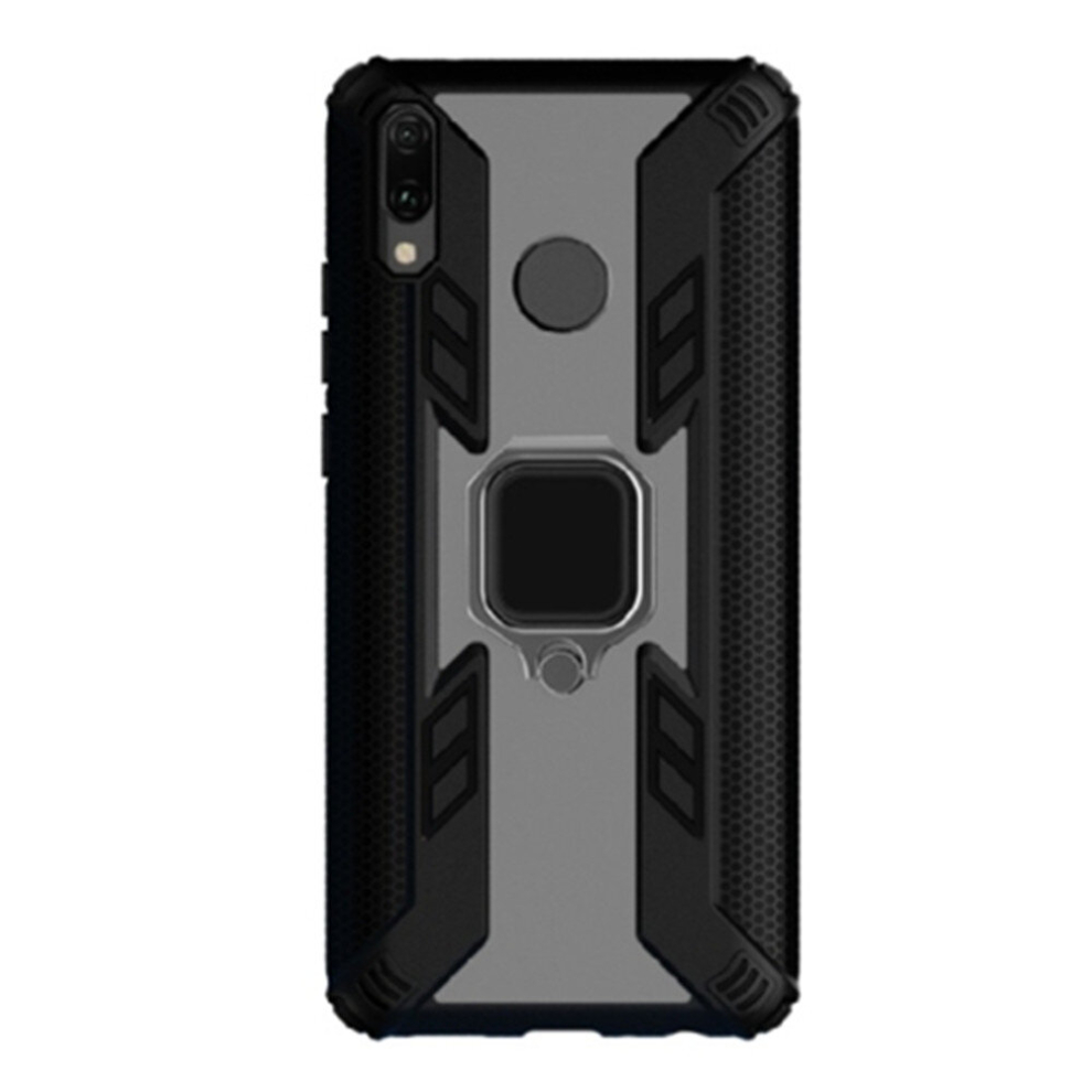 2 Pcs Iron Warrior Shockproof Pc + Tpu Protective Case For Huawei Y9 2019, With Ring Holder (Black) Black 8881471540118