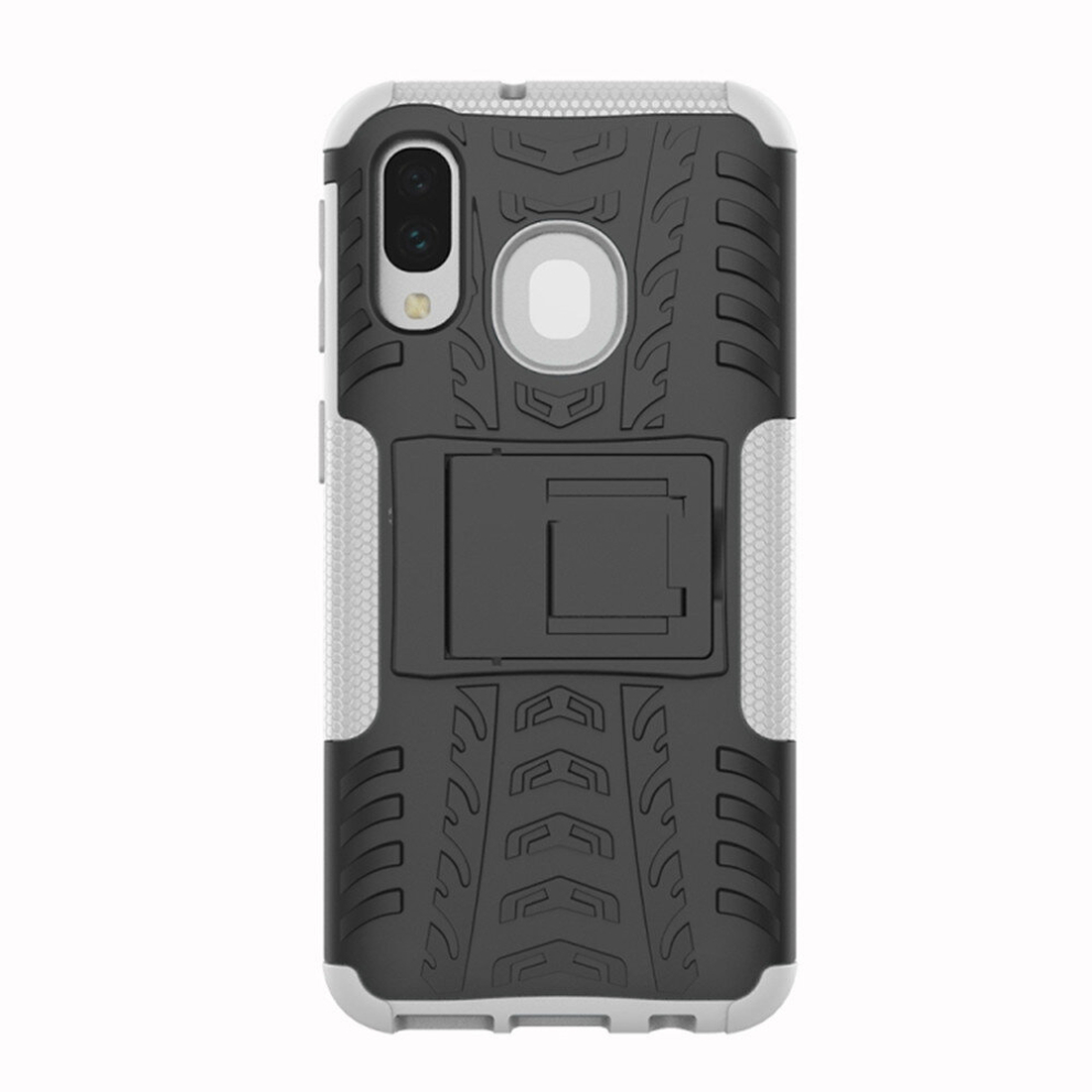 Shockproof Pc + Tpu Tire Pattern Case For Galaxy A40, With Holder (White) White 8881471549845