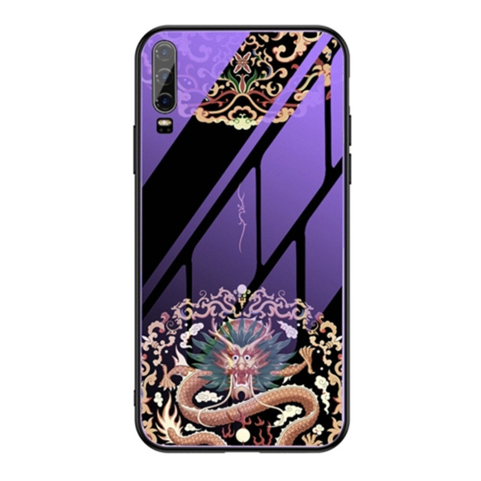 For Huawei P30 Luminous Painting Glass + Tpu Protective Case(Dragon) 8881471546967